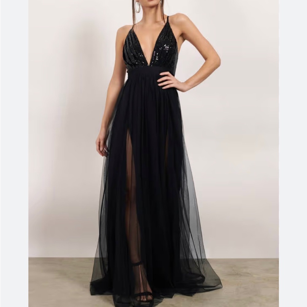 Never worn sequence and mesh dress, split front